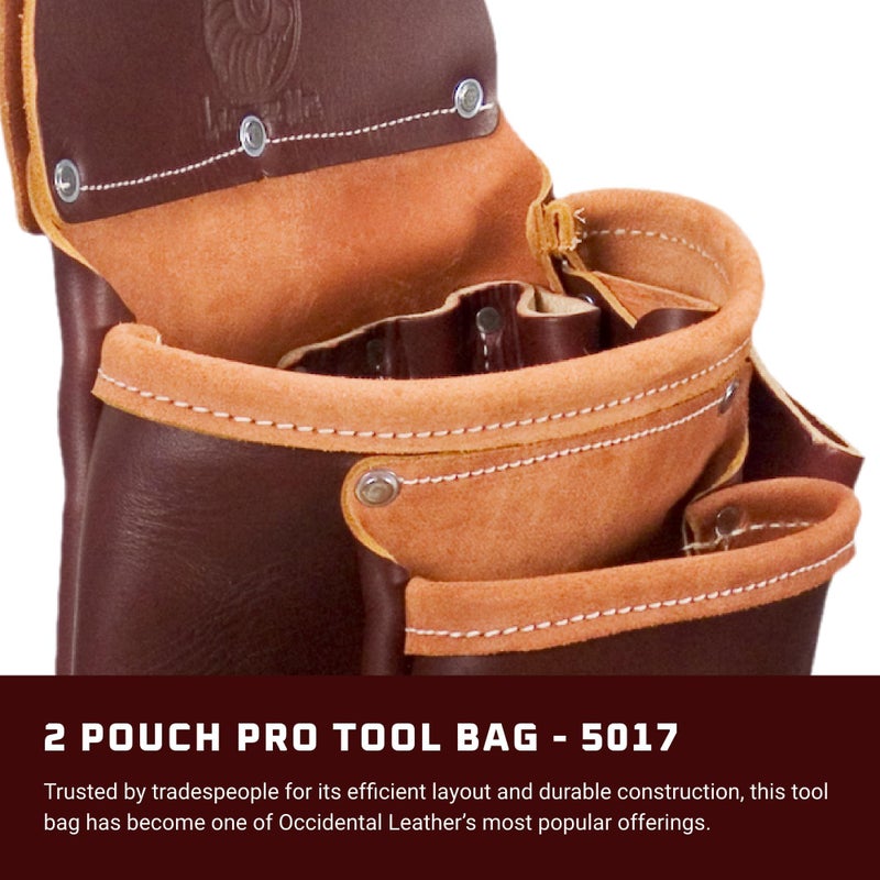 Occidental Leather 2 Pouch Pro Tool Bag - 9 Pockets & Tool Holders - Made in USA - Image 2